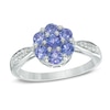 Thumbnail Image 1 of Tanzanite and White Topaz Flower Ring in Sterling Silver