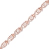 Thumbnail Image 0 of Morganite "XO" Bracelet in Sterling Silver with 18K Rose Gold Plate - 7.25"