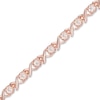 Thumbnail Image 1 of Morganite "XO" Bracelet in Sterling Silver with 18K Rose Gold Plate - 7.25"