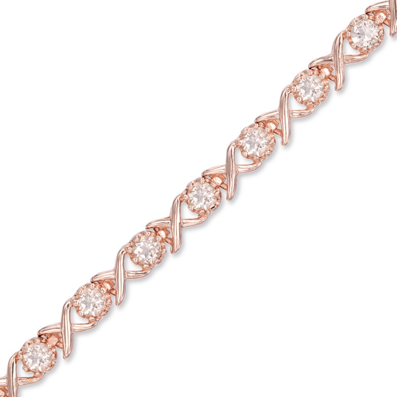 Morganite "XO" Bracelet in Sterling Silver with 18K Rose Gold Plate - 7.25"