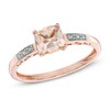 Thumbnail Image 1 of 6.0mm Cushion-Cut Morganite and Diamond Accent Ring in 10K Rose Gold