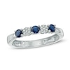 Thumbnail Image 0 of Blue Sapphire and Diamond Accent Three Stone Ring in 10K White Gold