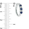 Thumbnail Image 2 of Blue Sapphire and Diamond Accent Hoop Earrings in 10K White Gold