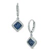 Thumbnail Image 1 of Blue Sapphire and 1/8 CT. T.W. Diamond Drop Earrings in 10K White Gold