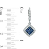 Thumbnail Image 2 of Blue Sapphire and 1/8 CT. T.W. Diamond Drop Earrings in 10K White Gold