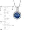 Thumbnail Image 1 of 8.0mm Lab-Created Blue and White Sapphire Frame Pendant in Sterling Silver