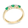 Thumbnail Image 2 of Emerald and Diamond Accent Three Stone Ring in 10K Gold