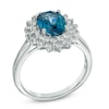 Thumbnail Image 2 of Oval London Blue and White Topaz Frame Ring in Sterling Silver