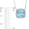 Thumbnail Image 1 of 10.0mm Cushion-Cut Sky Blue and White Topaz Frame Pendant in Sterling Silver