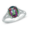 Thumbnail Image 1 of Oval Mystic Fire® Topaz and Lab-Created White Sapphire Ring in Sterling Silver