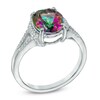 Thumbnail Image 2 of Oval Mystic Fire® Topaz and Lab-Created White Sapphire Ring in Sterling Silver