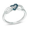 Thumbnail Image 1 of Enhanced Blue and White Diamond Accent Infinity with Heart Ring in 10K White Gold