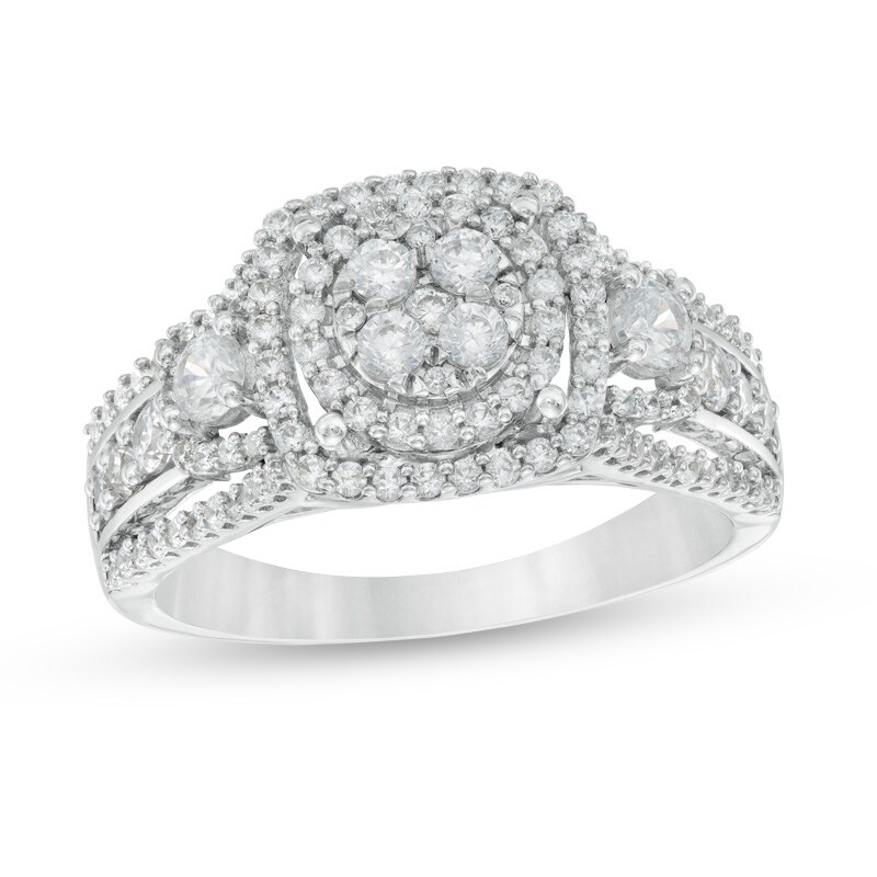 Main Image 1 of 1 CT. T.W. Diamond Cluster Three Stone Style Ring in 10K White Gold