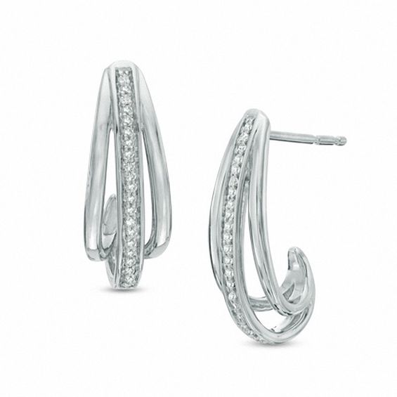 1/10 CT. T.w. Diamond Triple J-Hoop Earrings in Sterling Silver