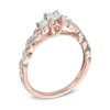 Thumbnail Image 1 of 1/2 CT. T.W. Princess-Cut Diamond Past Present Future® Twist Engagement Ring in 14K Rose Gold