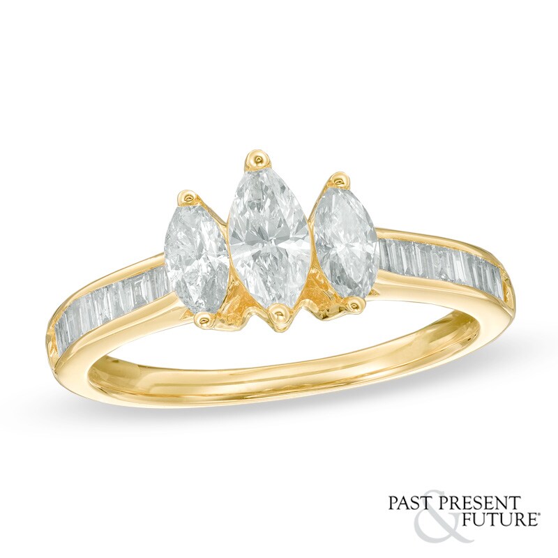 Main Image 1 of 1 CT. T.W. Marquise Diamond Past Present Future® Ring in 14K Gold