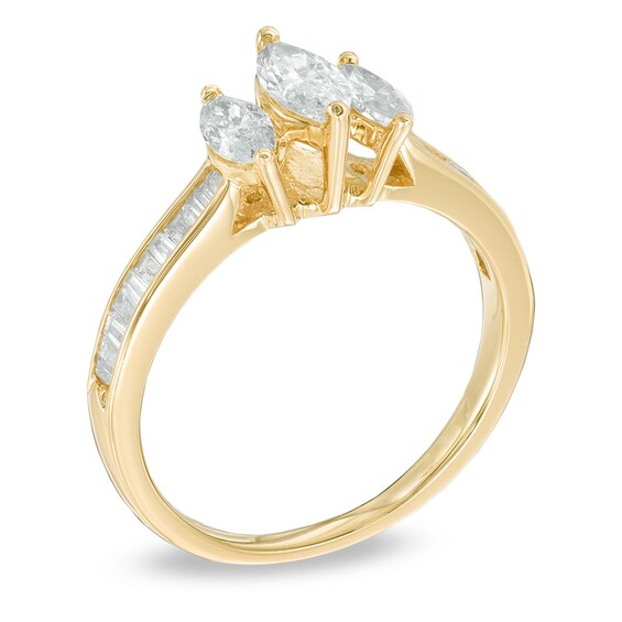 1 CT. T.w. Marquise Diamond Past Present FutureÂ® Ring in 14K Gold