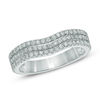 Thumbnail Image 1 of 3/4 CT. T.W. Diamond Three Row Contour Wedding Band in 14K White Gold