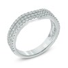 Thumbnail Image 2 of 3/4 CT. T.W. Diamond Three Row Contour Wedding Band in 14K White Gold