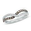 Thumbnail Image 1 of 1/2 CT. T.W. Champagne and White Diamond Overlay Contour Band in 14K White Gold
