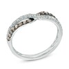 Thumbnail Image 2 of 1/2 CT. T.W. Champagne and White Diamond Overlay Contour Band in 14K White Gold