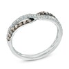 Thumbnail Image 1 of 1/2 CT. T.W. Champagne and White Diamond Overlay Contour Band in 14K White Gold