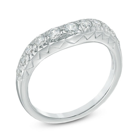 1/2 CT. T.w. Diamond Contour Wedding Band in 14K White Gold