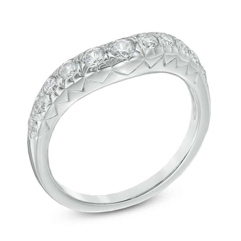 Main Image 2 of 1/2 CT. T.W. Diamond Contour Wedding Band in 14K White Gold