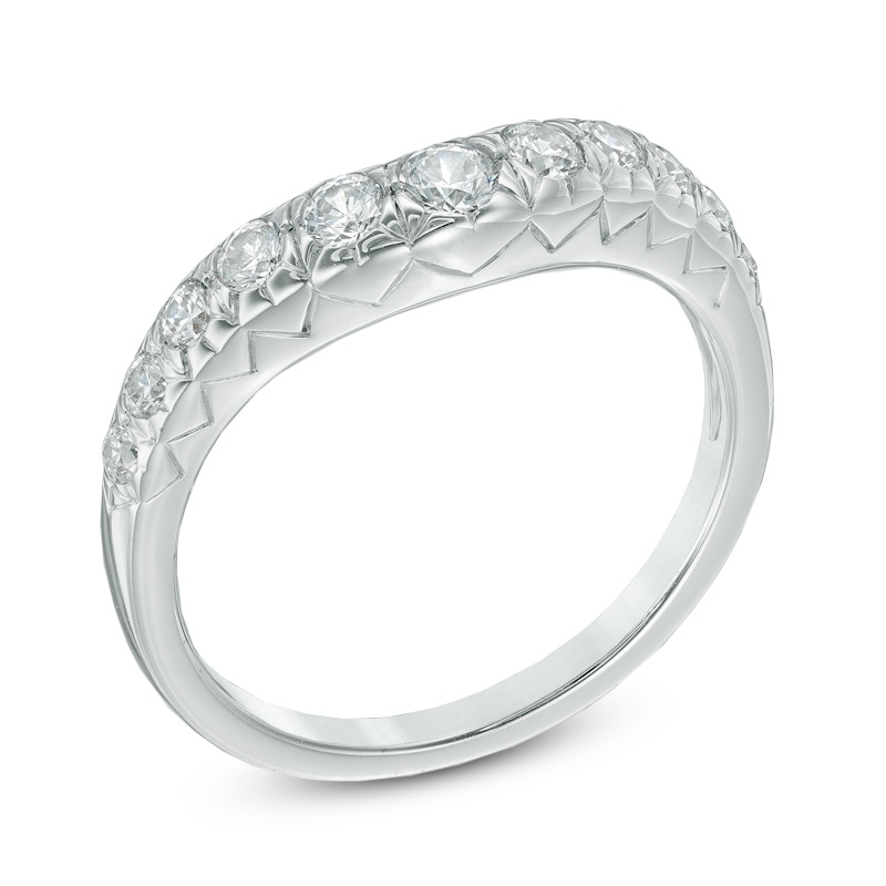 1/2 CT. T.W. Diamond Contour Wedding Band in 14K White Gold