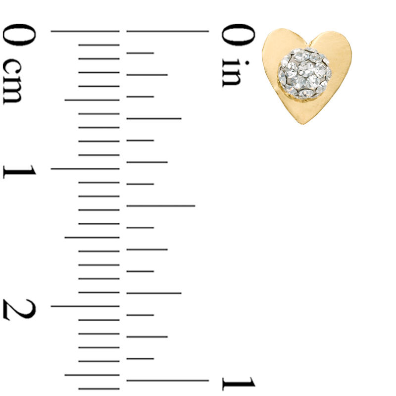 Main Image 2 of Crystal Ball Heart Stud Earrings in 14K Gold