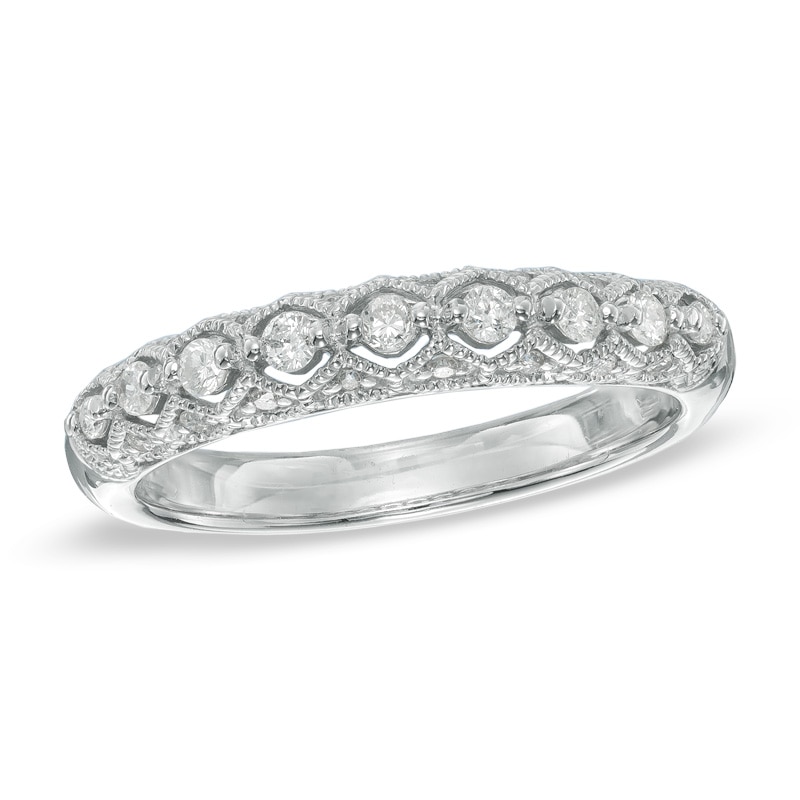 1/4 CT. T.W. Diamond Vintage-Style Anniversary Band in 10K White Gold