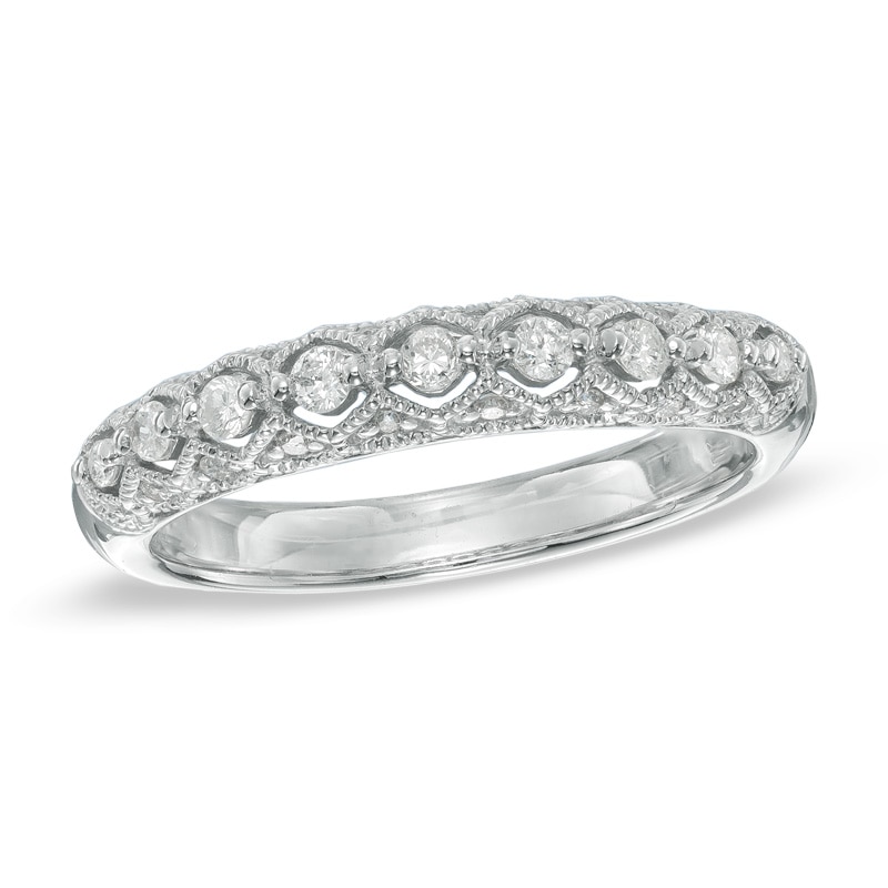 Main Image 1 of 1/4 CT. T.W. Diamond Vintage-Style Anniversary Band in 10K White Gold
