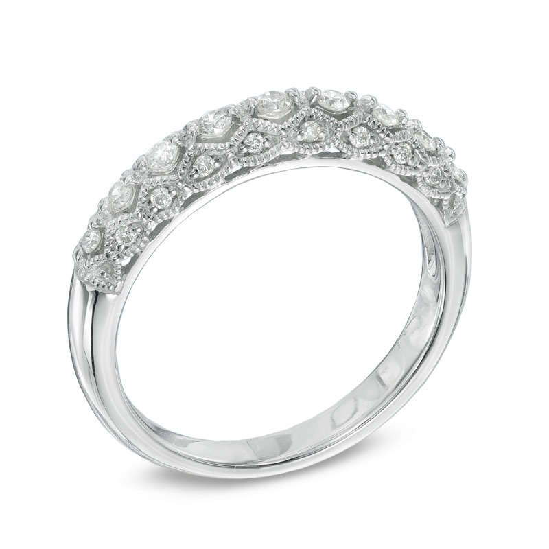 1/4 CT. T.W. Diamond Vintage-Style Anniversary Band in 10K White Gold