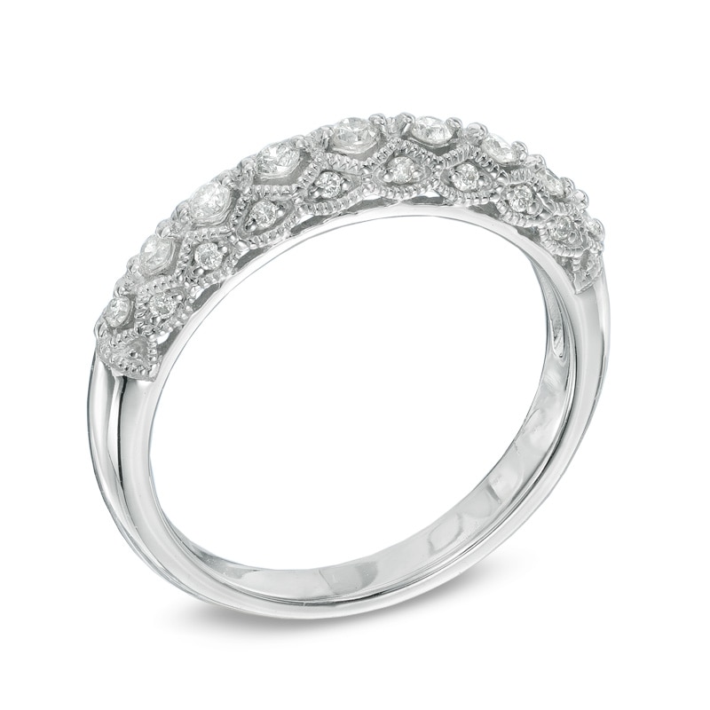 Main Image 2 of 1/4 CT. T.W. Diamond Vintage-Style Anniversary Band in 10K White Gold