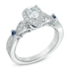 Vera Wang Love Collection 5/8 CT. T.W. Pear-Shaped Diamond and Blue Sapphire Vintage-Style Ring in 14K White Gold