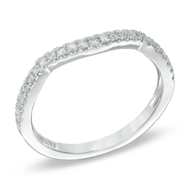 Vera Wang Love Collection 1/5 CT. T.W. Diamond Contour Wedding Band in 14K White Gold