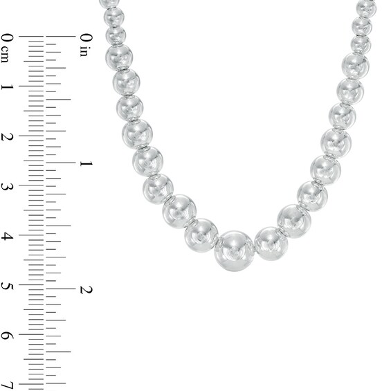 Ladies' Graduating Ball Bead Necklace in Sterling Silver - 18"