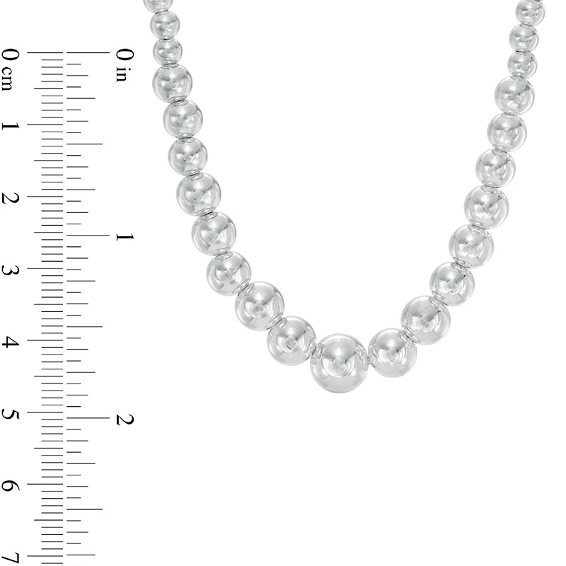 Ladies' Graduating Ball Bead Necklace in Sterling Silver - 18"