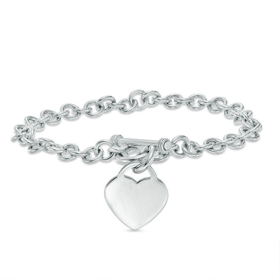 Zales Sterling Silver Link Heart Charm Toggle Bracelet | Toggle bracelet,  Silver links, Heart charm