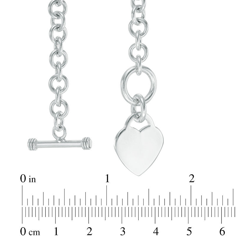 Heart Charm Toggle Bracelet in Sterling Silver - 7.25"