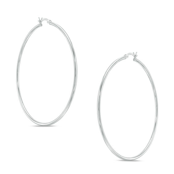 Large Silver Elliptic Hoop Earrings - Leander D'Ambrosia, LLC