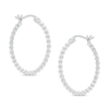 Thumbnail Image 1 of 25.4mm Shimmer Beaded Hoop Earrings in Sterling Silver