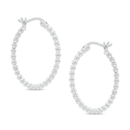 25.4mm Shimmer Beaded Hoop Earrings in Sterling Silver