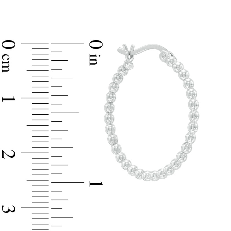 Main Image 2 of 25.4mm Shimmer Beaded Hoop Earrings in Sterling Silver