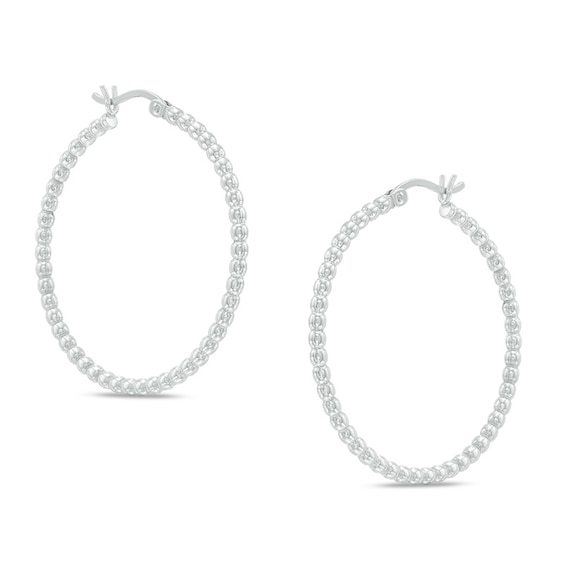 35.25 Shimmer Beaded Hoop Earrings in Sterling Silver