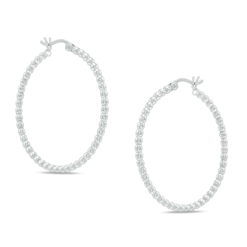 Main Image 1 of 35.25 Shimmer Beaded Hoop Earrings in Sterling Silver