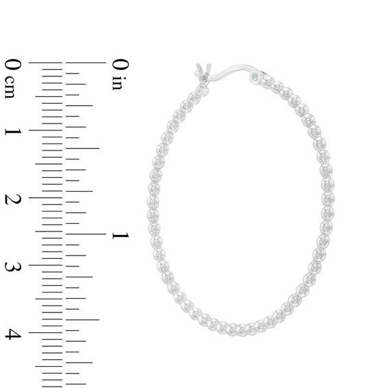 39.4mm Shimmer Beaded Hoop Earrings in Sterling Silver