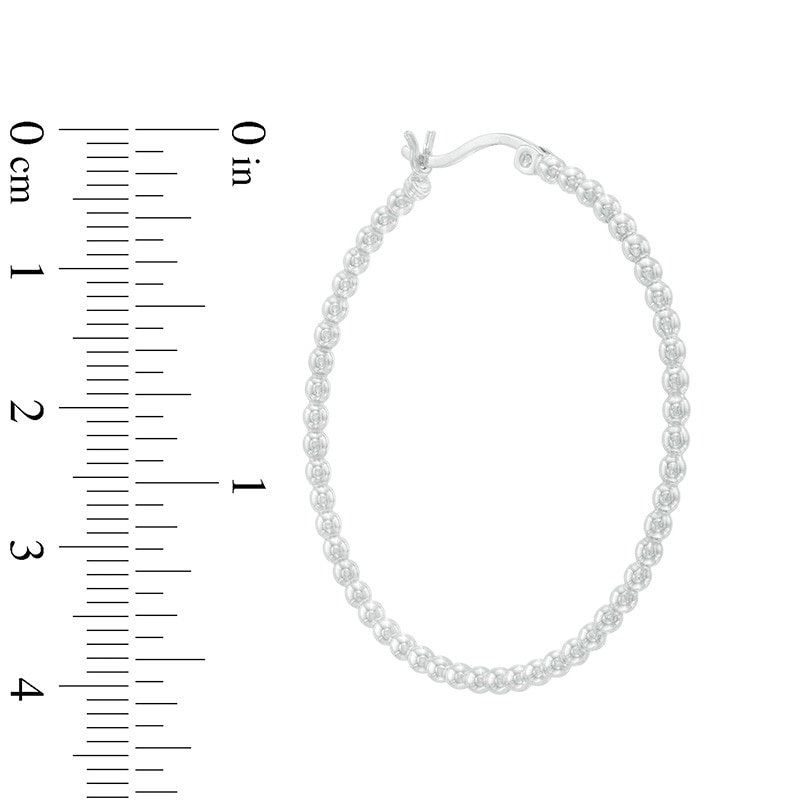 Main Image 2 of 39.4mm Shimmer Beaded Hoop Earrings in Sterling Silver