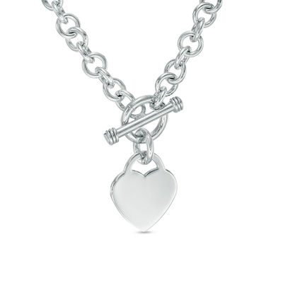 silver heart toggle necklace