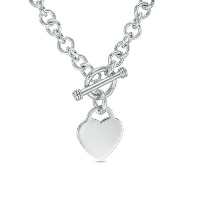 sterling silver heart toggle necklace